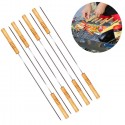 8 Spiedi in acciaio inox 38 cm manico in legno barbecue fornacetta carne verdura