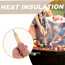 8 Spiedi in acciaio inox 38 cm manico in legno barbecue fornacetta carne verdura