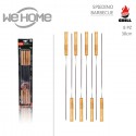 8 Spiedi in acciaio inox 38 cm manico in legno barbecue fornacetta carne verdura