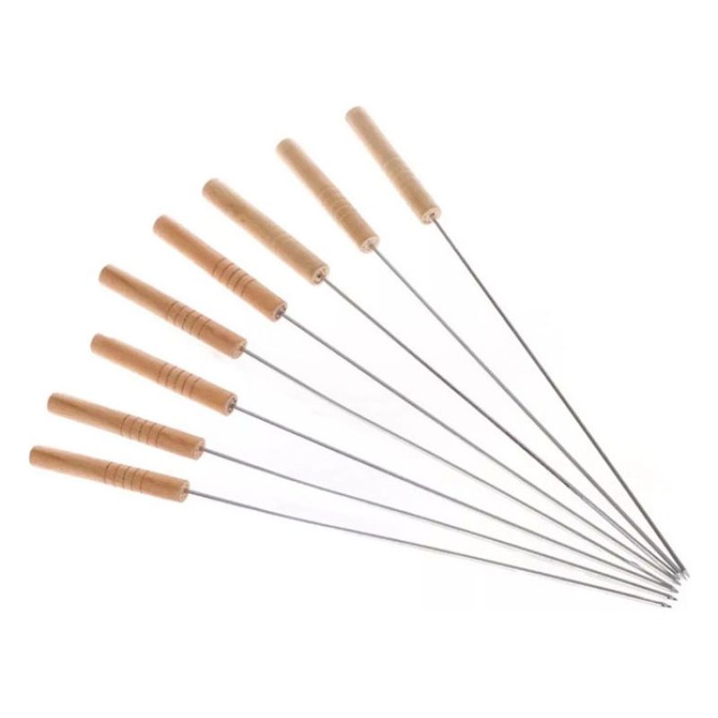 WeHome 8 Spiedi in acciaio inox 38 cm manico in legno barbecue forn...