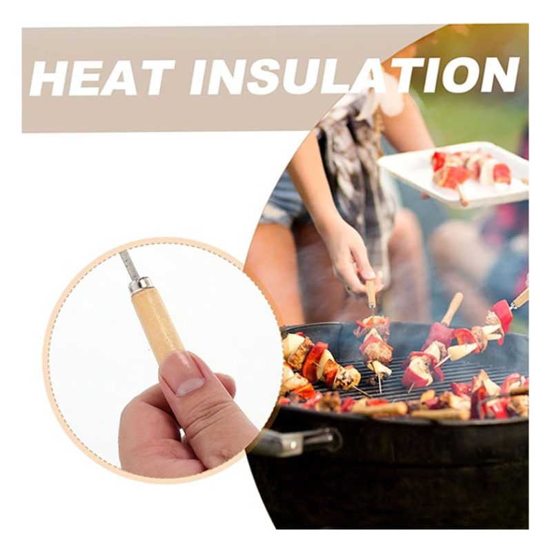 WeHome 8 Spiedi in acciaio inox 38 cm manico in legno barbecue forn...
