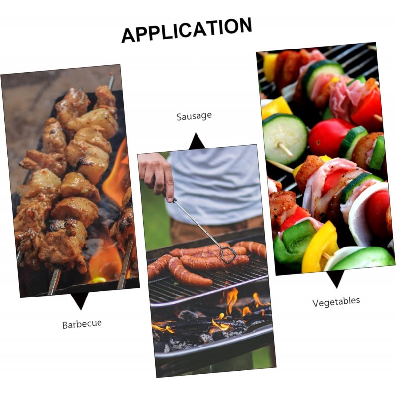 WeHome 8 Spiedi in acciaio inox 38 cm manico in legno barbecue forn...