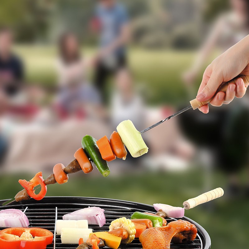 WeHome 8 Spiedi in acciaio inox 38 cm manico in legno barbecue forn...