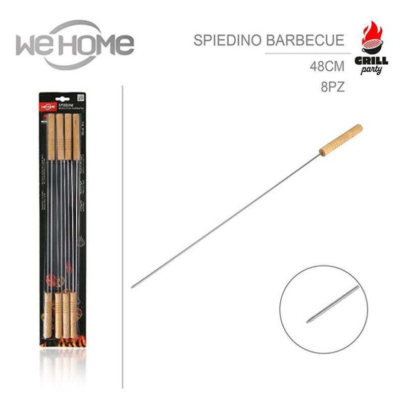 WeHome 8 Spiedi in acciaio inox 38 cm manico in legno barbecue forn...