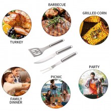 Set di 3 utensili in acciaio inox per barbecue attrezzi grill griglia BBQ