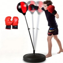 Set boxe pugilato per bambini con supporto sacco regolabile 105 cm guantoni box