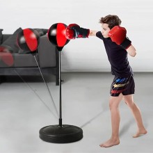 Set boxe pugilato per bambini con supporto sacco regolabile 105 cm guantoni box