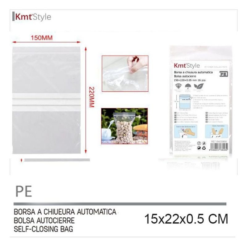 Kmt Style 192 buste bustine sacchetto a zip con chiusura per alimen...