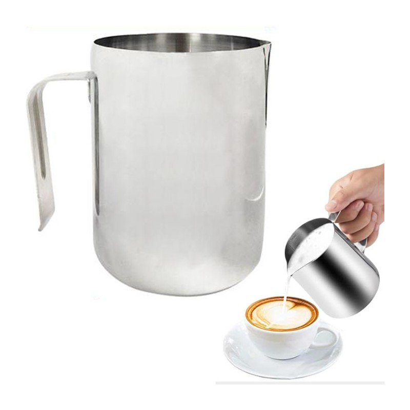 Pentolino Bollilatte Bicchiere Acciaio Lattiera Metallo Con Manico 750 ml