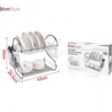 Scolapiatti colapiatti in metallo da appoggio 2 piani con vassoio raccogligocce