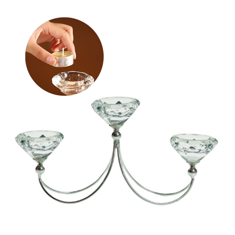 Candeliere Candelabro Portacandele 3 Candele In Vetro Cristallo e metallo