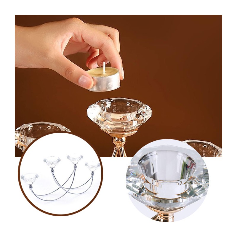 Hongu Candeliere Candelabro Portacandele 4 Candele In Vetro Cristal...