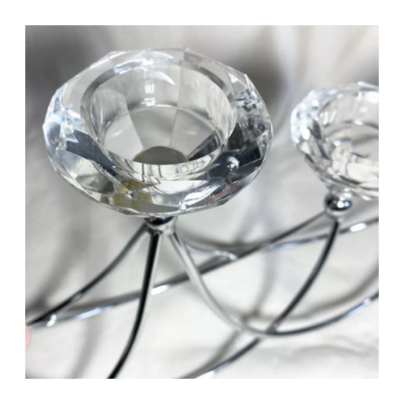 Hongu Candeliere Candelabro Portacandele 4 Candele In Vetro Cristal...