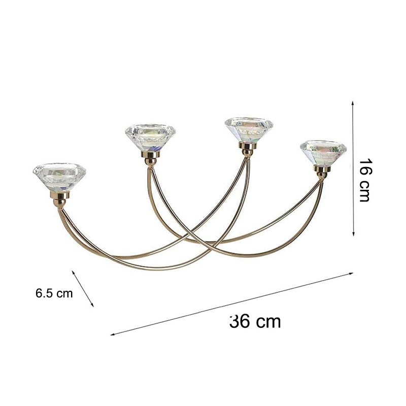 Hongu Candeliere Candelabro Portacandele 4 Candele In Vetro Cristal...