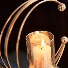 Candeliere Candelabro Portacandele per candela In metallo dorato 17x12x26 cm