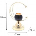 Candeliere Candelabro Portacandele per candela In metallo dorato 17x12x26 cm