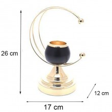 Candeliere Candelabro Portacandele per candela In metallo dorato 17x12x26 cm