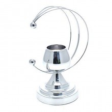 Candeliere Candelabro Portacandele per Candele In metallo argento 17x12x26 cm