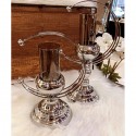 Candeliere Candelabro Portacandele per Candele In metallo argento 17x12x26 cm