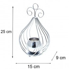 Portacandele Candeliere Candelabro per Candele In metallo argento 25/30 cm