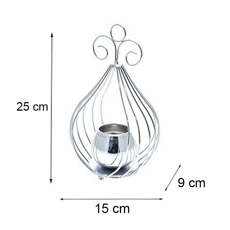 Portacandele Candeliere Candelabro per Candele In metallo argento 25/30 cm