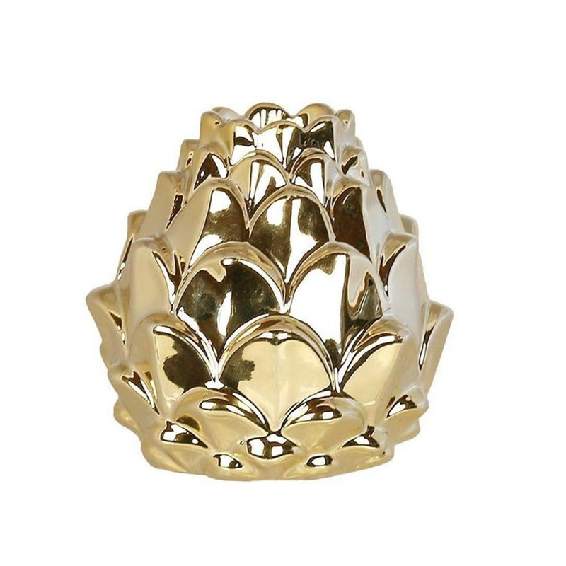 Portacandele Candeliere Candelabro pigna Candele In ceramica oro 7,5 cm