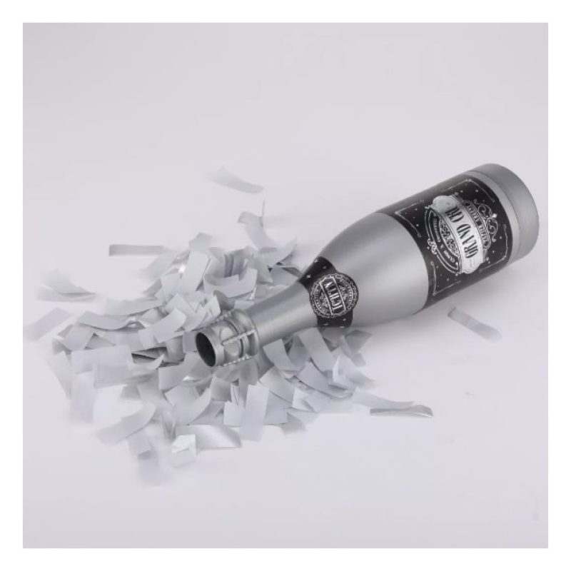 Generico 1 Bottiglia bottiglie spara coriandoli argento 32x9cm cann...