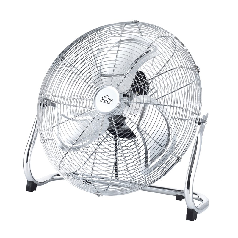 Ventilatore da terra cromato 130W 3 Pale Alluminio a 3 Velocita Diametro 45cm