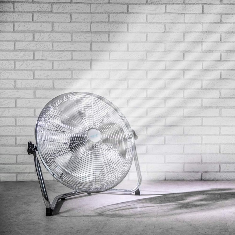 Ventilatore da terra cromato 130W 3 Pale Alluminio a 3 Velocita Dia...