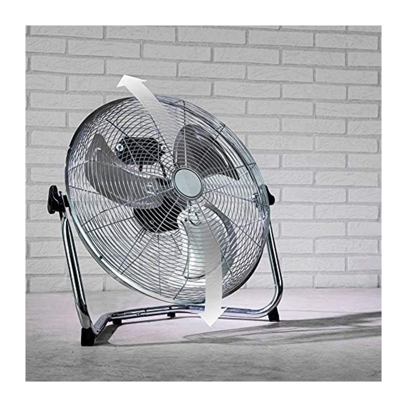 Ventilatore da terra cromato 130W 3 Pale Alluminio a 3 Velocita Dia...