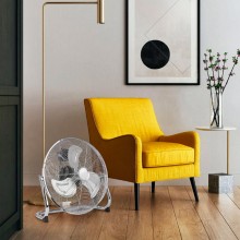 Ventilatore da terra cromato 130W 3 Pale Alluminio a 3 Velocita Diametro 45cm