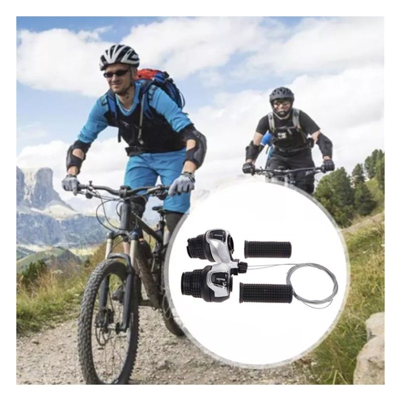 Coppia Comandi Cambio Bici MTB Bicicletta Manopole 6x3 Marce manopo...