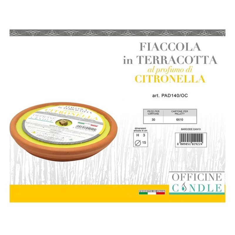 Officine candle Candela alla citronella antizanzare in terracotta f...