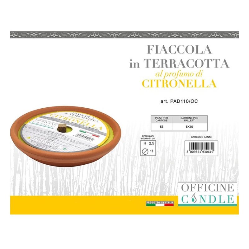 Officine candle Candela alla citronella antizanzare in terracotta f...