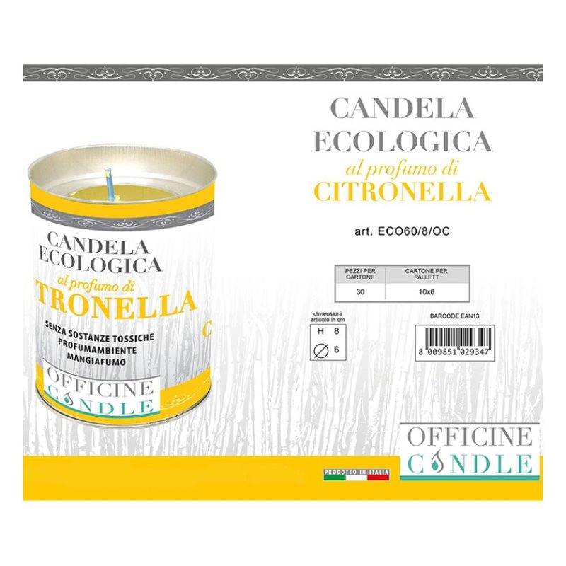 Officine candle Set 30 Pezzi Candela Ecologica Al Profumo Di Citron...