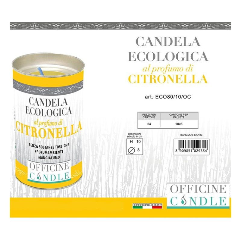 Officine candle Set 24 Pezzi Candela Ecologica Al Profumo Di Citron...