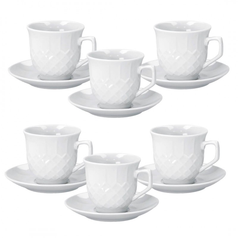 Tazza da tè The in porcellana bianca con piattino servizio da 6 tazzine caffè