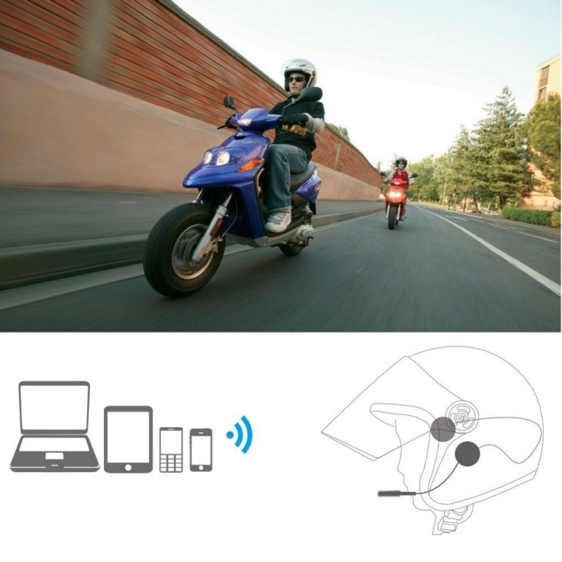 Auricolare moto scooter cuffie microfono chiamata bluetooth ricaricabili casco