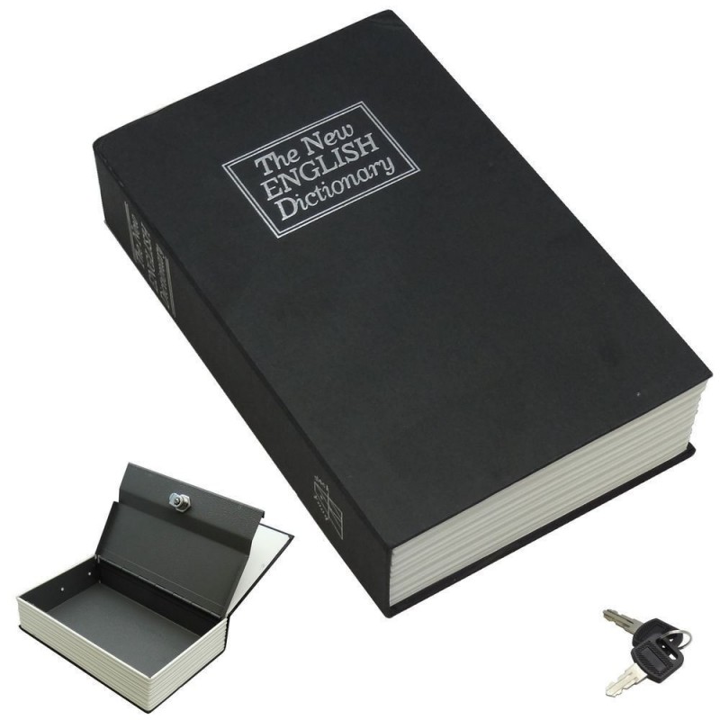 Libro nero cassaforte cassa sicurezza forma libreria chiavi alluminio plastica
