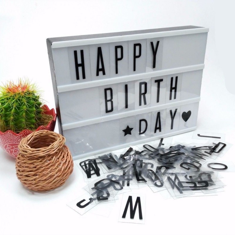 Lavagnetta box luminosa 70 lettere nere simboli casa vintage feste matrimoni