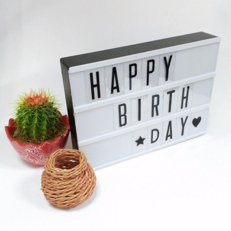 Lavagnetta box luminosa 70 lettere nere simboli casa vintage feste matrimoni