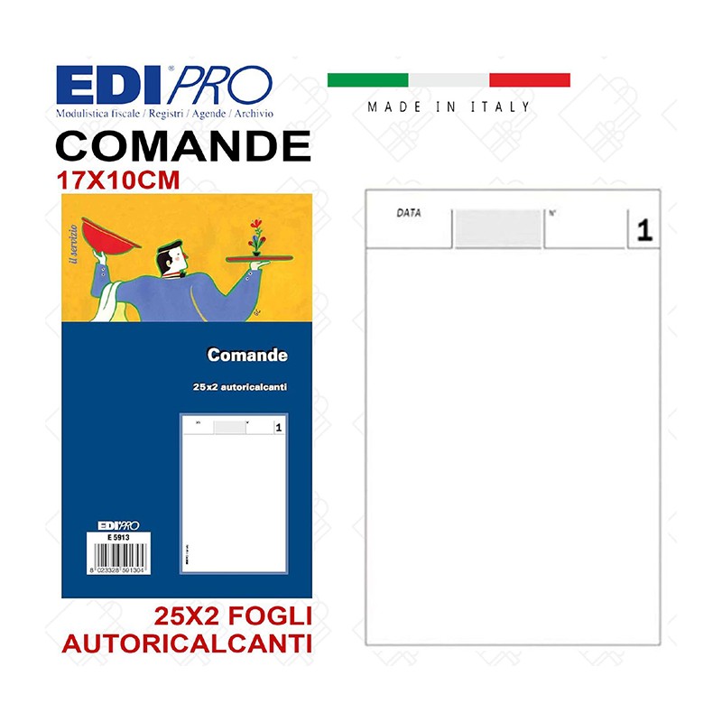 100 Blocco Comande 25x2 Copie Autoricalcante Edipro E5913 Blocchi F...