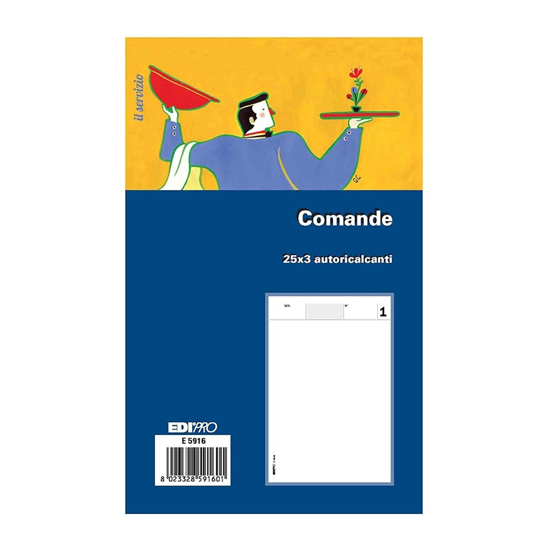 60 Blocco Comande 25x3 Copie Autoricalcante Edipro E5916 Blocchi Fogli Ufficio
