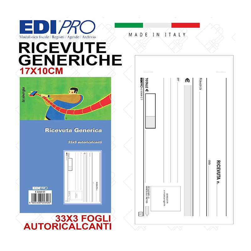 EDIpro 40 Blocchi Ricevuta Generica 33x3 Moduli Triplice copia Auto...