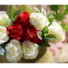 Bouquet Di Fiori Di 12 Rose Artificiali mazzo Di Piante Finte Decorazione