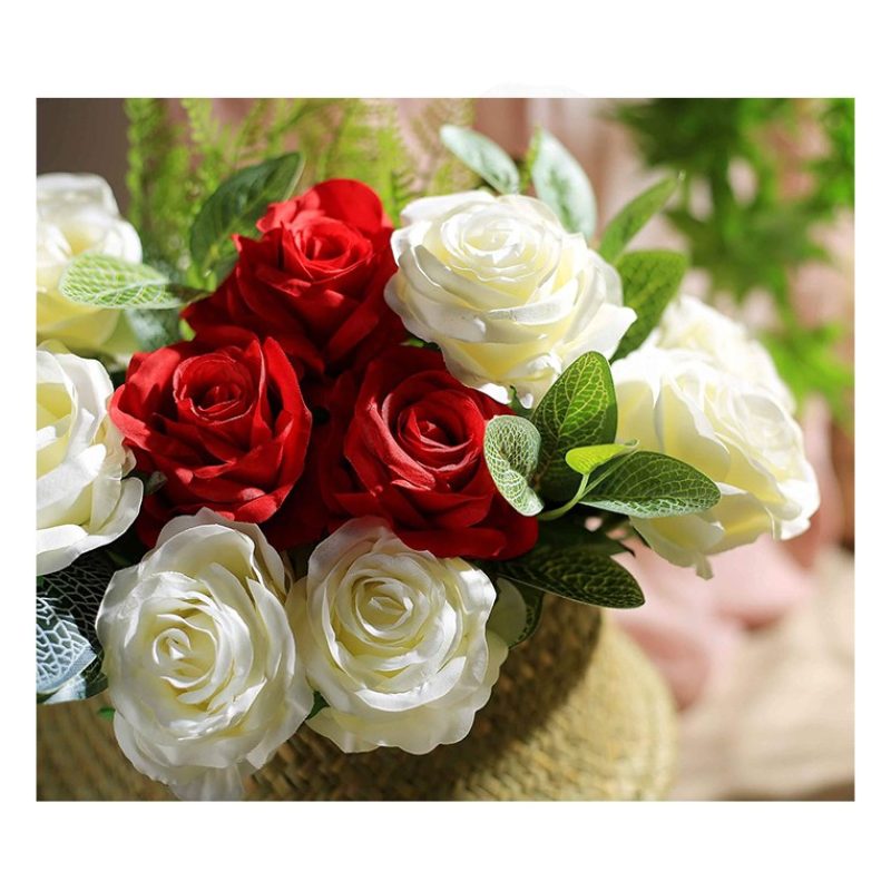 Due Esse Bouquet Di Fiori Di 12 Rose Artificiali mazzo Di Piante Fi...