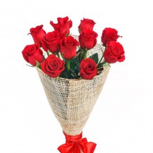 Bouquet Di Fiori Di 12 Rose Artificiali mazzo Di Piante Finte incartate