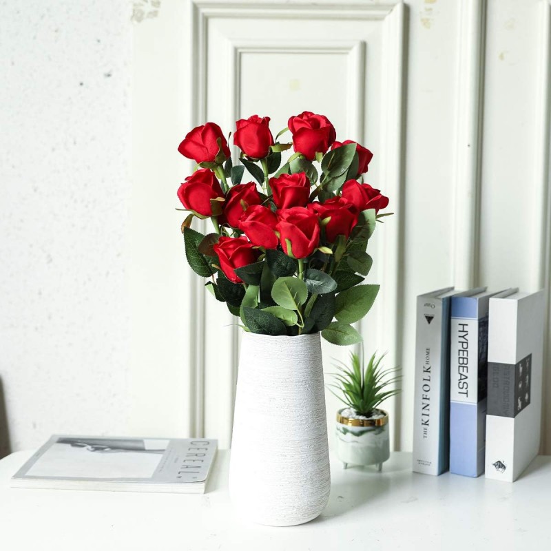 Due Esse Bouquet Di Fiori Di 12 Rose Artificiali mazzo Di Piante Fi...
