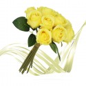 Bouquet Di Fiori 9 Rose gialle Artificiali mazzo Di Piante Finte Decorazione