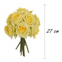 Bouquet Di Fiori 9 Rose gialle Artificiali mazzo Di Piante Finte Decorazione